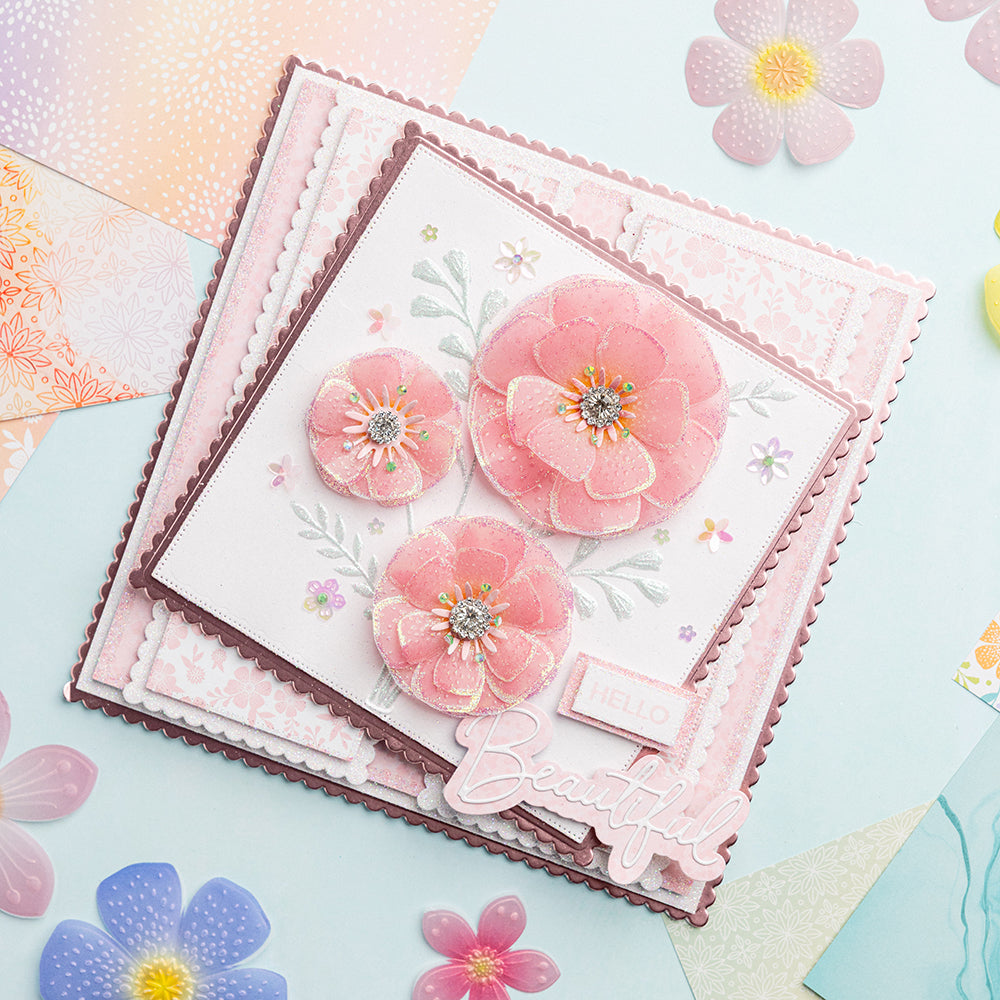 Bloc de papier imprimé de créateur Chloe's Creative Cards (8x8) - Délice arc-en-ciel pastel