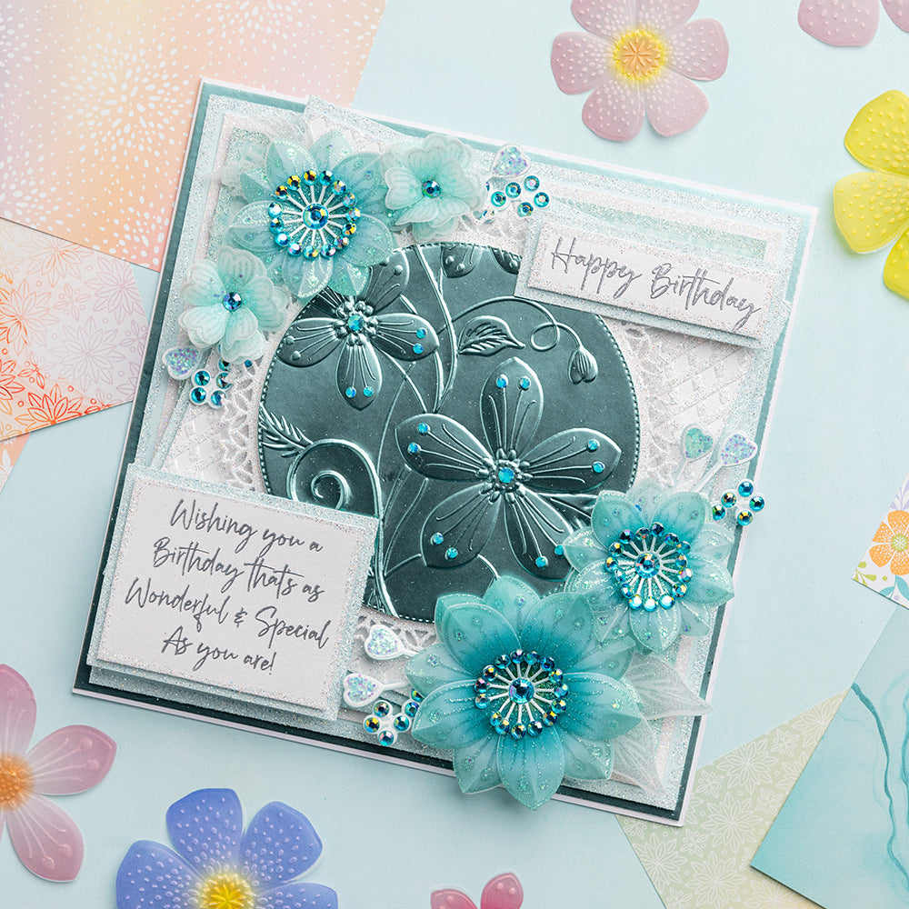 Bloc de papier vélin imprimé de Chloe's Creative Cards (5x7) - Fleurs ombrées