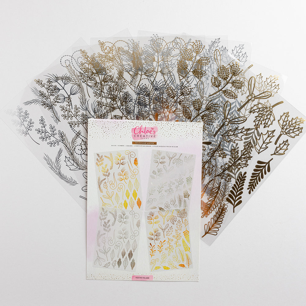 Cartes créatives en acétate métallisé de Chloé - Feuillage festif