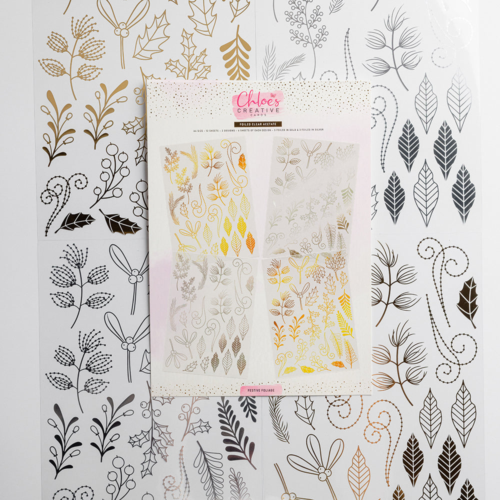 Cartes créatives en acétate métallisé de Chloé - Feuillage festif