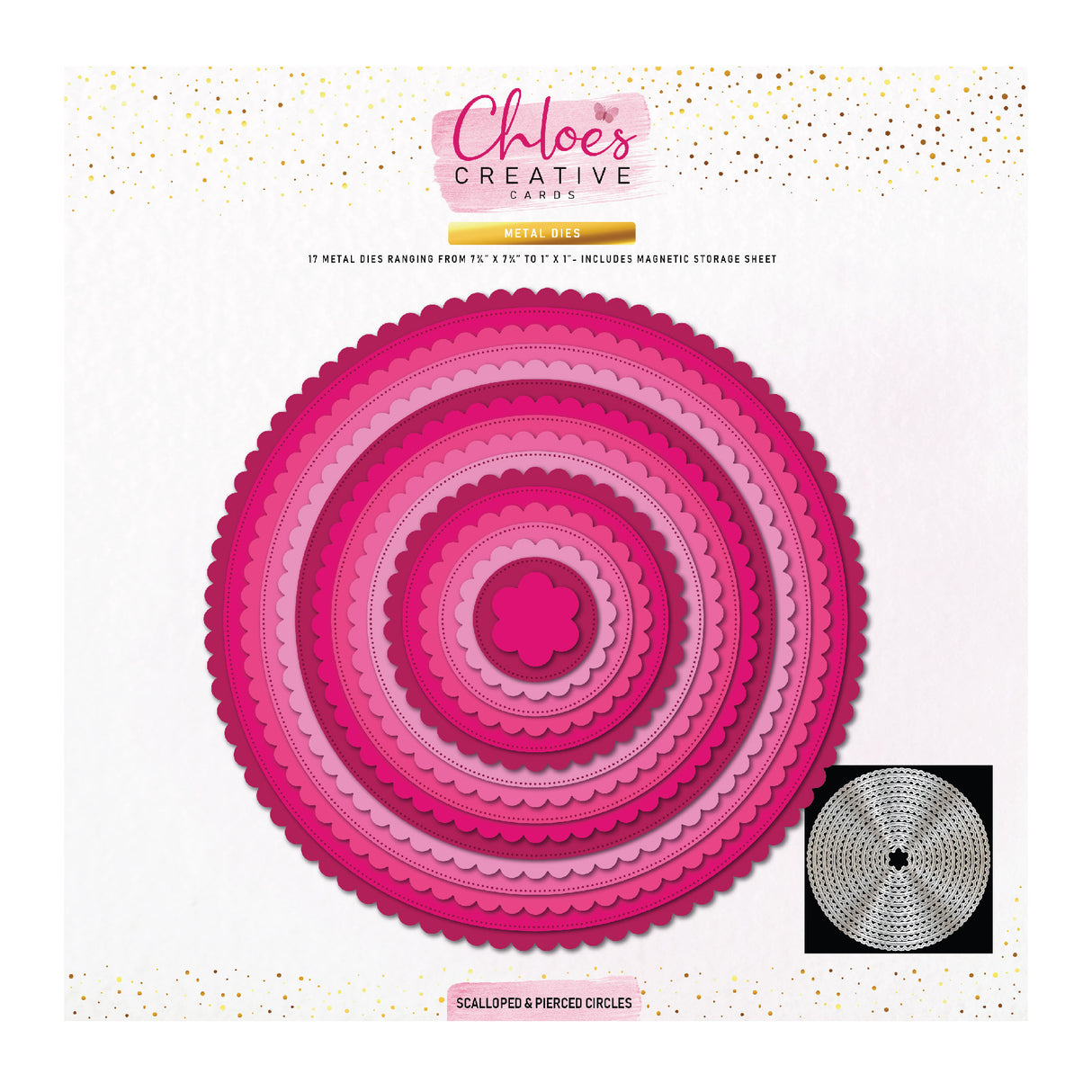 Chloes Creative Cards Metall-Stanzset – 8 x 8 Zoll gewellte und durchbrochene Kreise