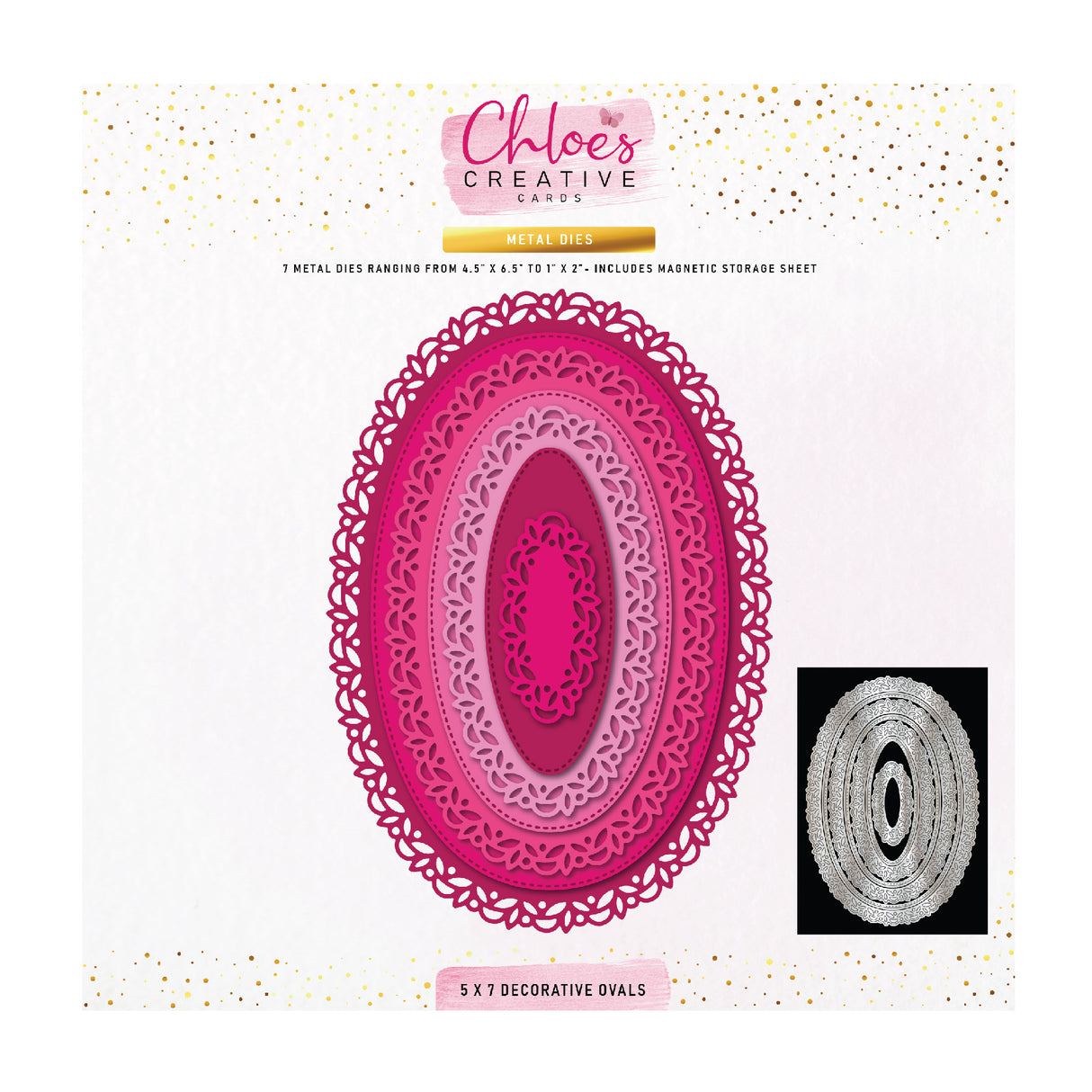Ensemble de matrices en métal Chloes Creative Cards - Ovale décoratif 5x7