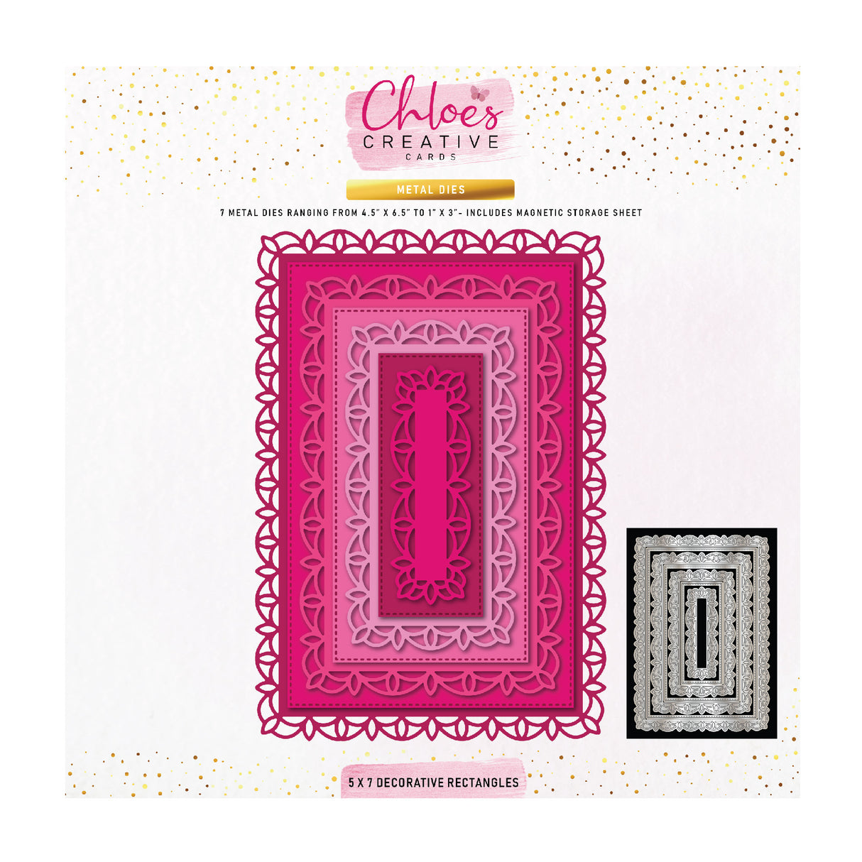Ensemble de matrices en métal Chloes Creative Cards - Rectangle décoratif 5x7