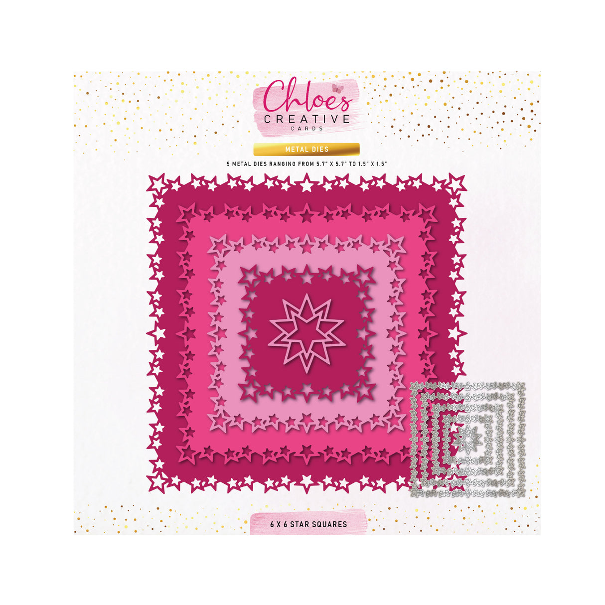 Chloe's Creative Cards Metal Die Set - 6x6 Star Squares