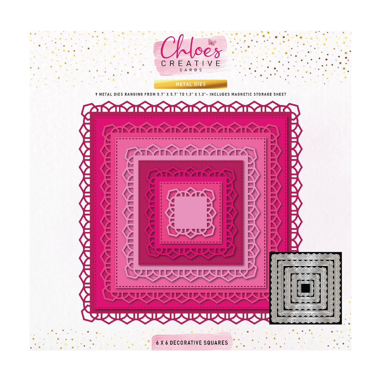 Ensemble de matrices en métal Chloes Creative Cards - Carré décoratif 6x6
