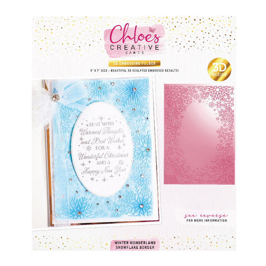 Dossier de gaufrage 3D 5x7 de Chloe's Creative Cards - Bordure de flocon de neige au pays des merveilles hivernales