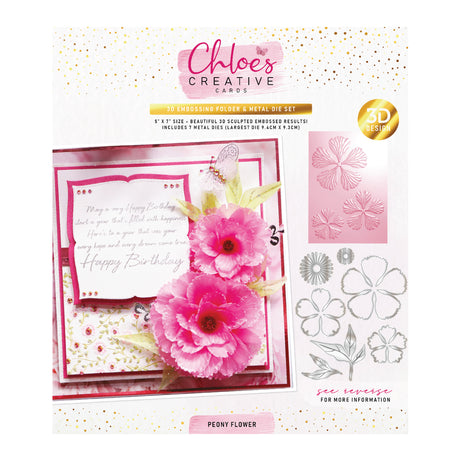 Chloe's Creative Cards Peony - 3D Embossing Folder, Die & Vellum Bundle
