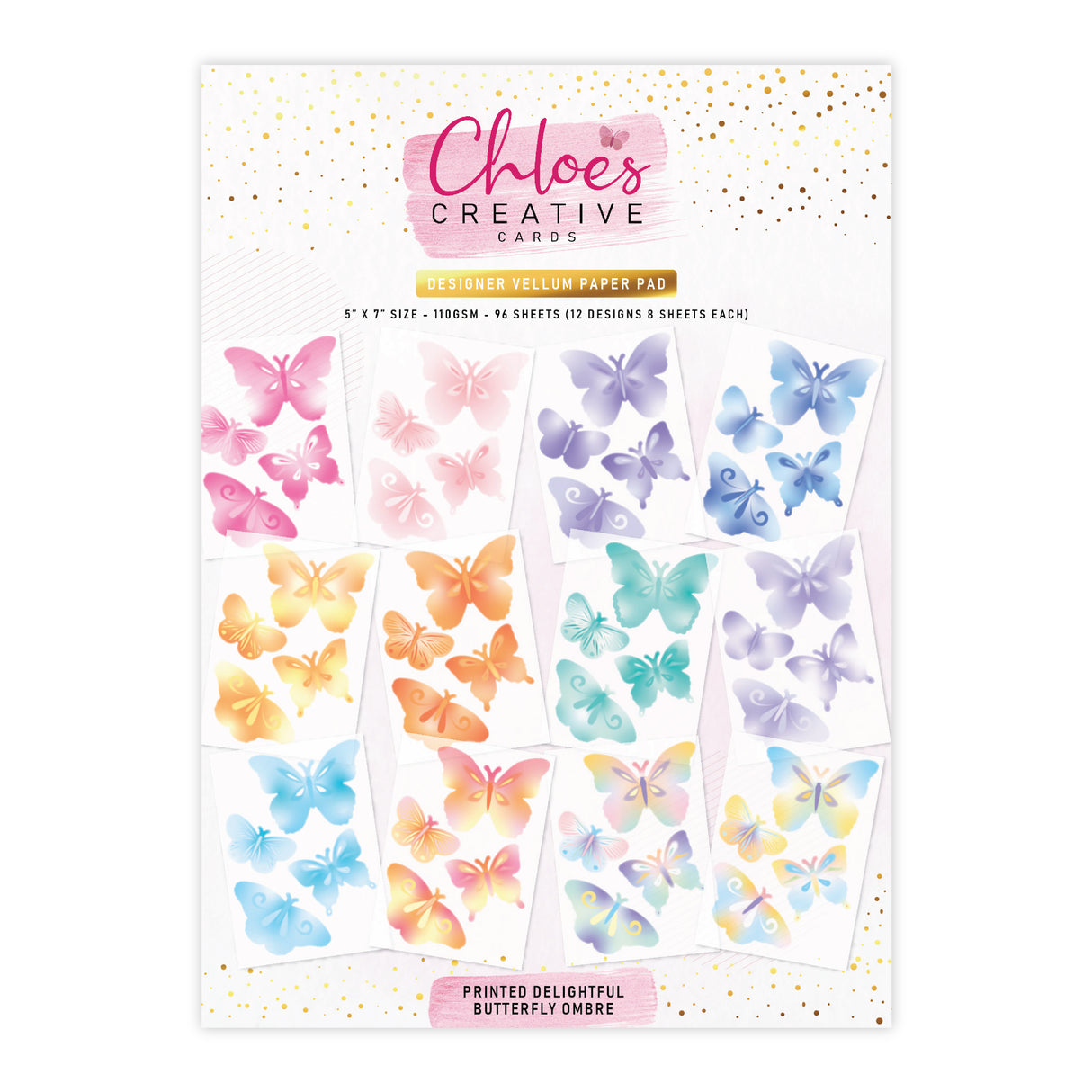 Chloe's Creative Cards Delightful Butterflies - 3D Embossing Folder, Die, Stamp & Vellum Bundle