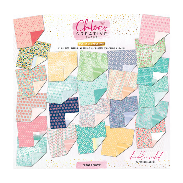 Chloes Creative Cards 8x8 Designer Printed Paper Pad - Flower Power
