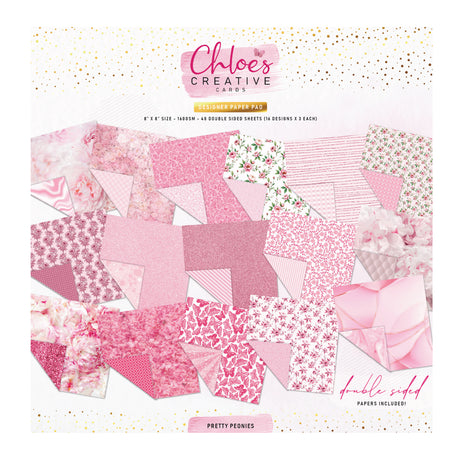 Chloe's Creative Cards 8x8 Designer Printed Paper Pad - Pretty Peonies