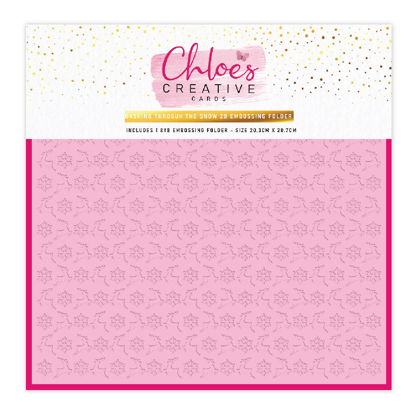 Chloe's Creative Cards - 8x8" 2D Embossing Folder - Dashing through th ...