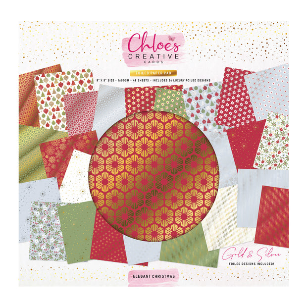 Chloes Creative Cards Foiled Paper Pad (8 x 8) - Elegant Christmas