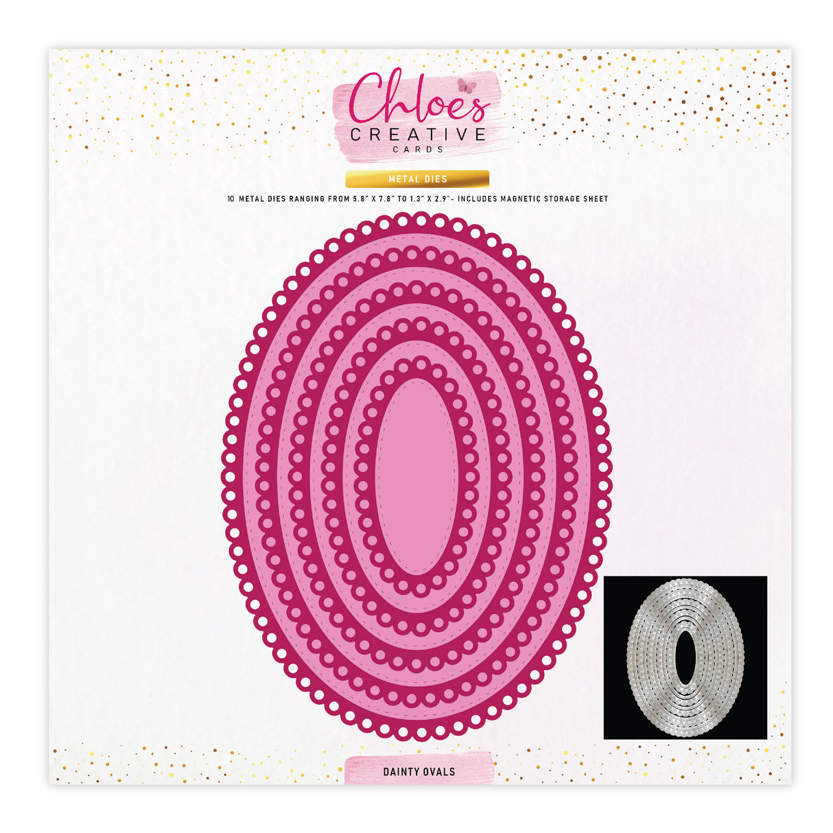 Chloes Creative Cards Metal Die Set - 8x8" Dainty Ovals