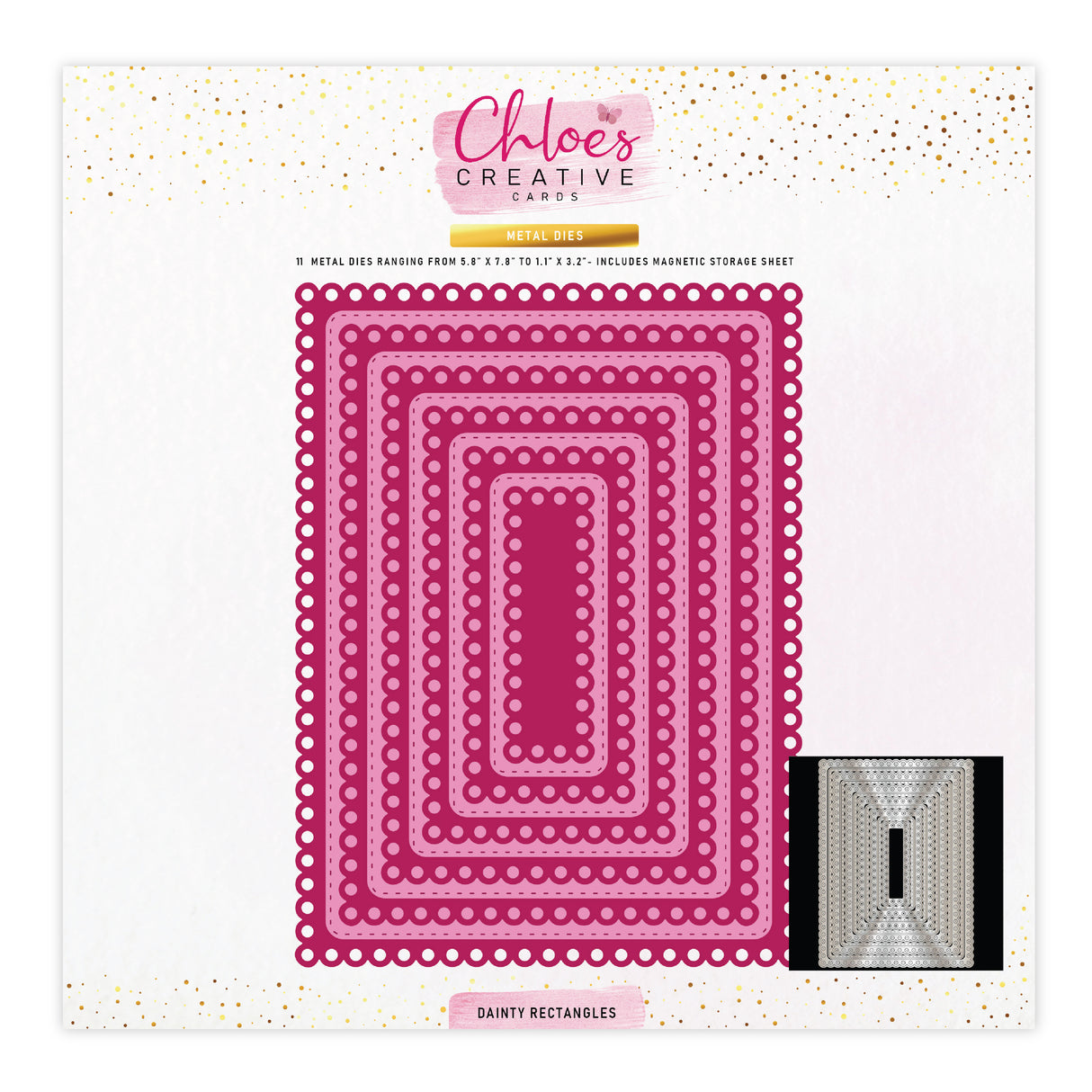 Chloes Creative Cards Metal Die Set - 8x8" Dainty Rectangles