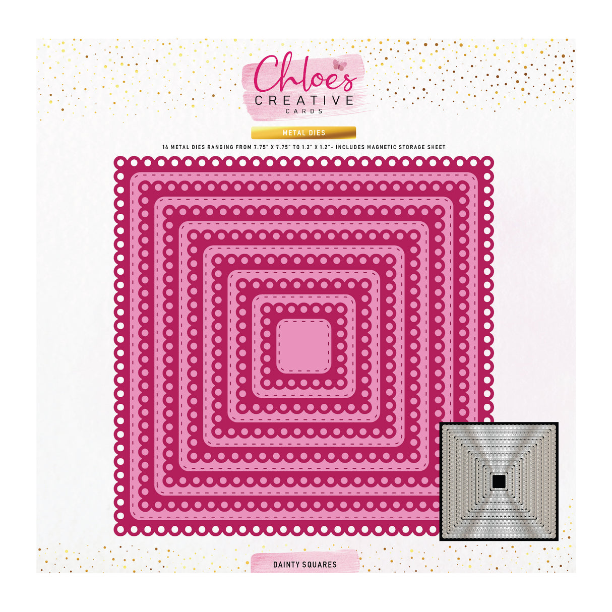 Chloes Creative Cards Metal Die Set - 8x8" Dainty Squares