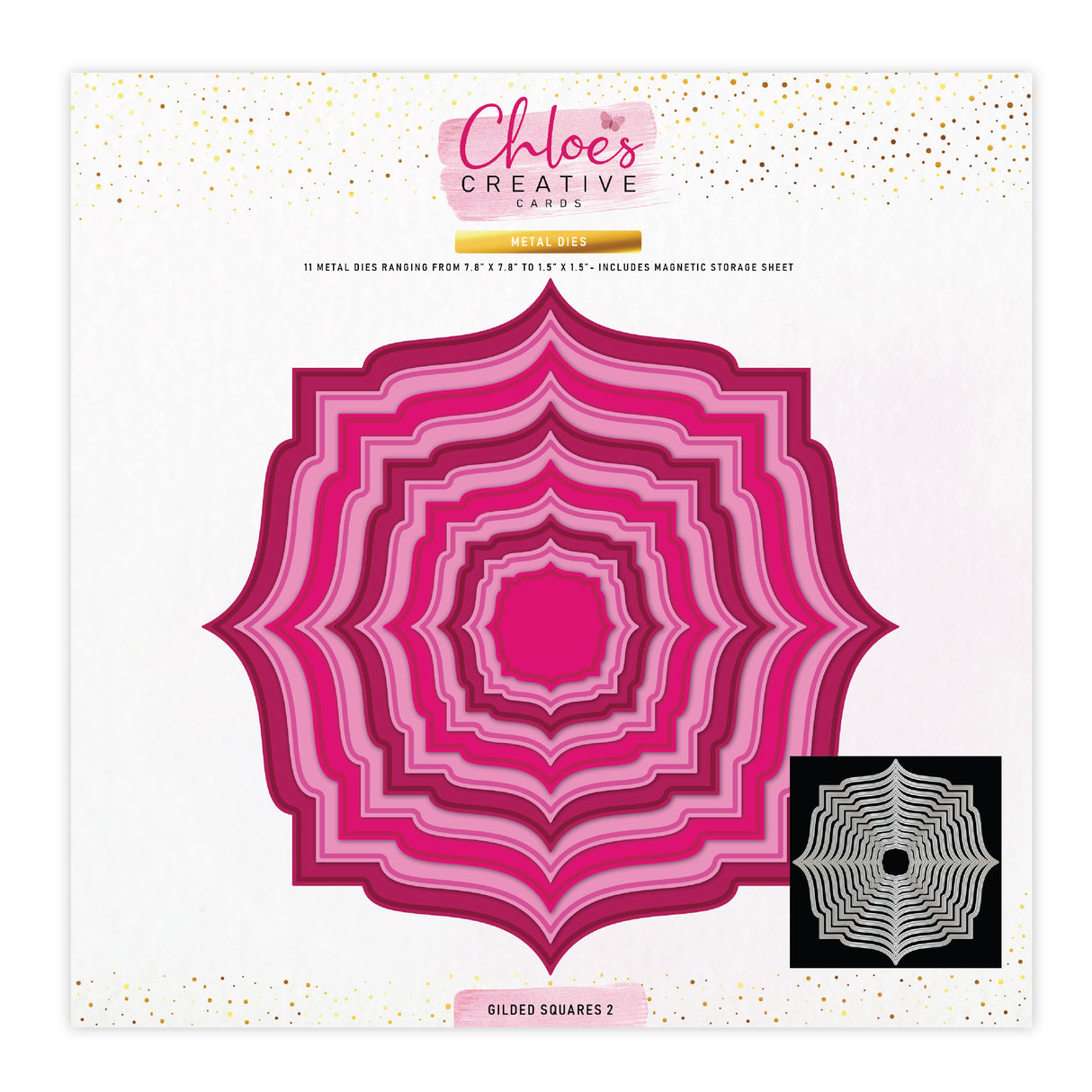 Chloes Creative Cards Metal Die Set –  8x8" Gilded Squares 2