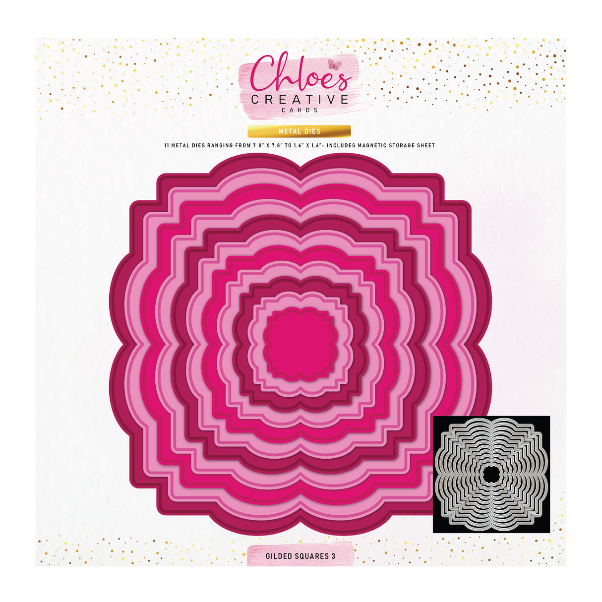 Chloes Creative Cards Metal Die Set –  8x8" Gilded Squares 3
