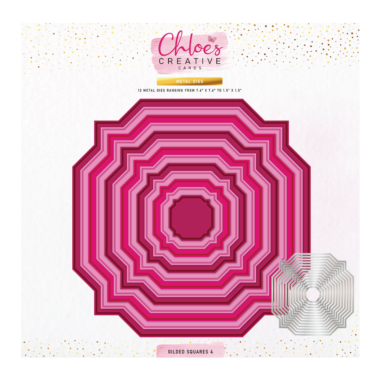 Chloes Creative Cards Metal Die Set –  8x8" Gilded Squares 4