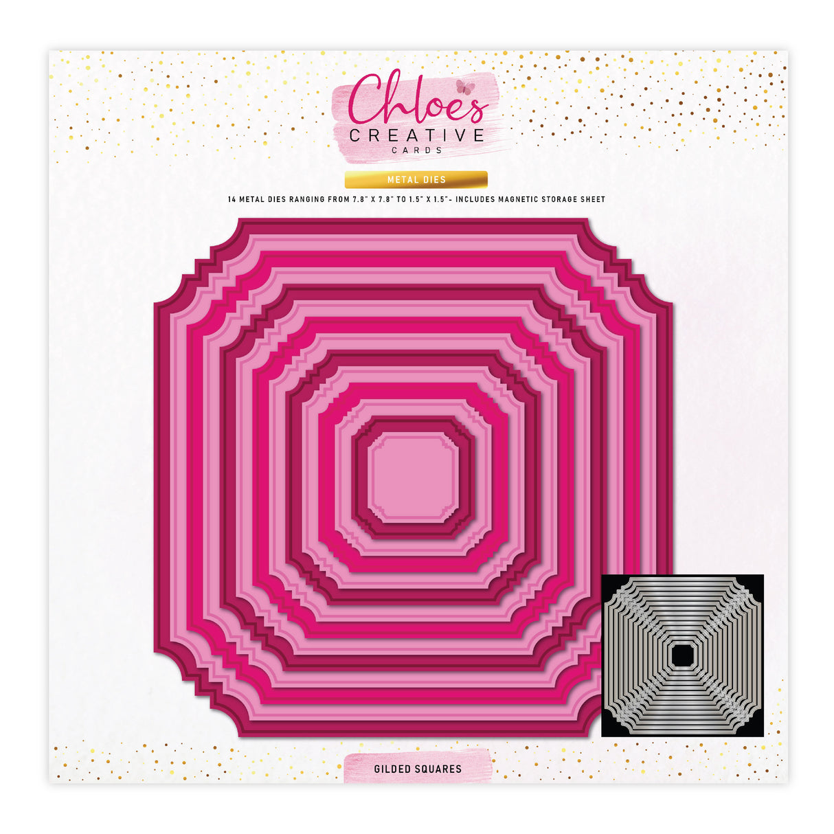 Chloes Creative Cards Metal Die Set –  8x8" Gilded Squares