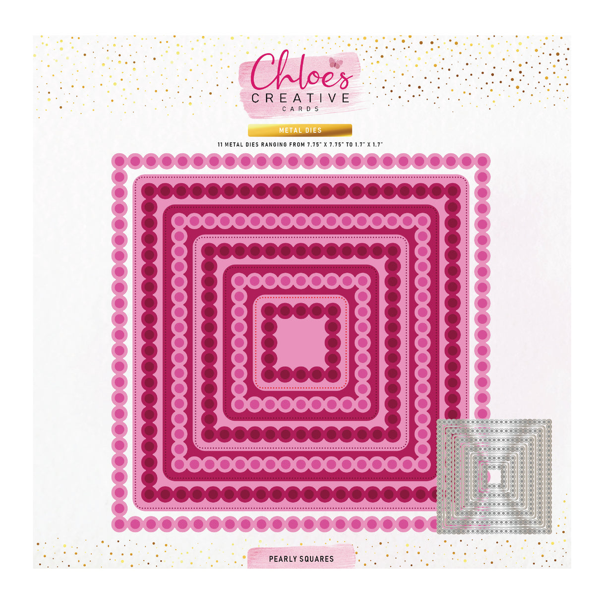 Chloe's Creative Cards Pearly Squares Dies and Flower Stamps Bundle