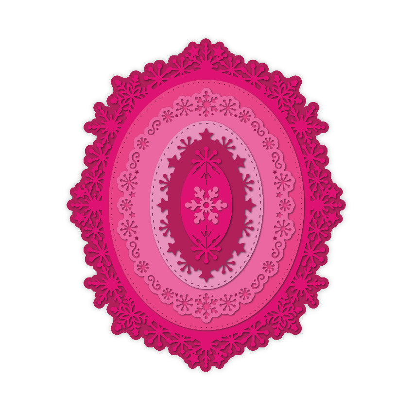 Chloes Creative Cards Metal Die Set - 8X8 Snowflake Oval
