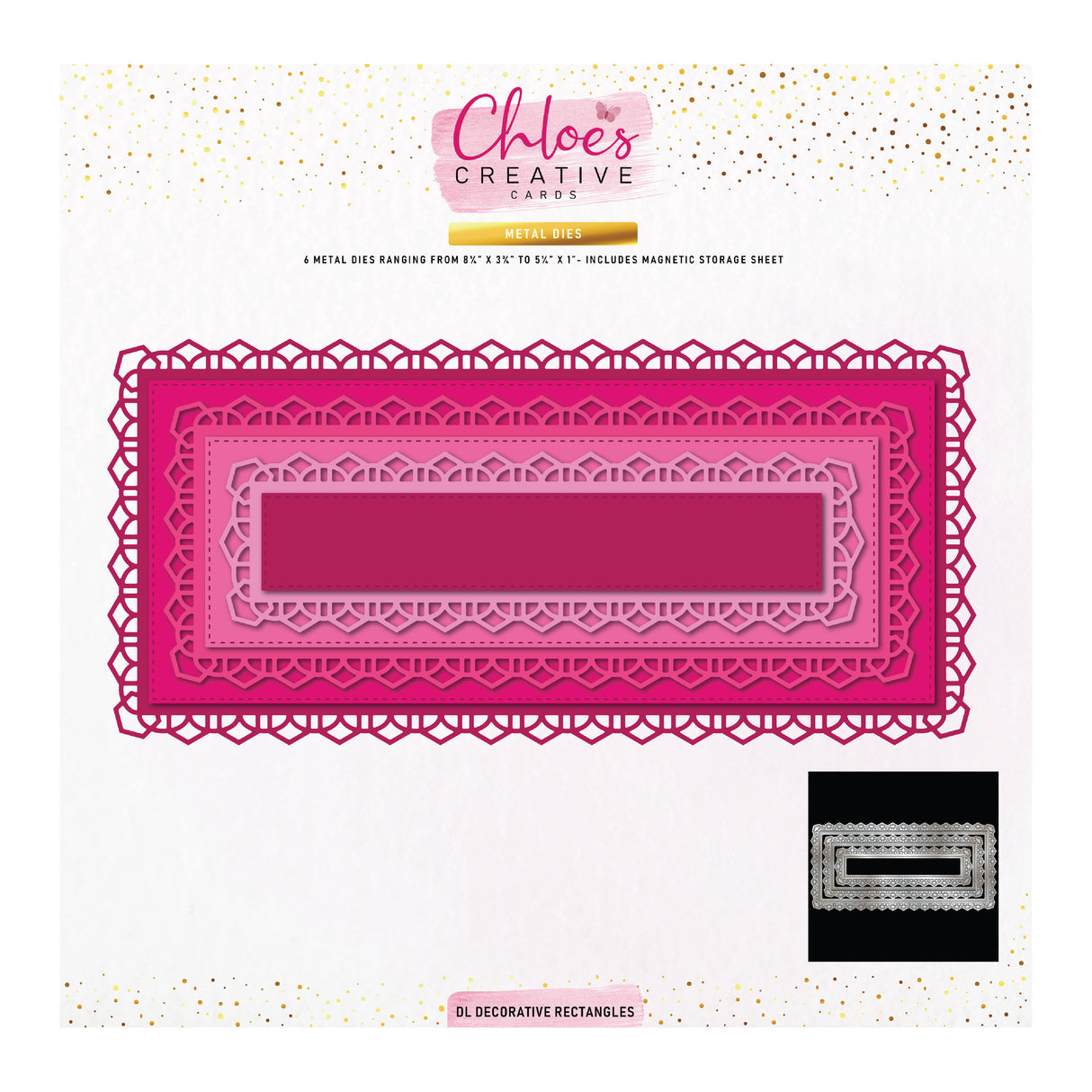 Chloe's Creative Cards 8x8 Trellis &amp; Swirl Prägefolder &amp; DL Stanzformen-Sets - ICH BRAUCHE ALLES