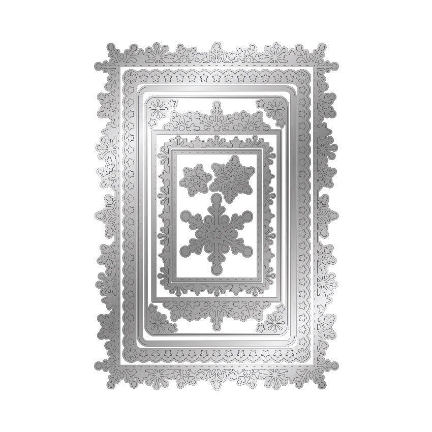 Cartes créatives Chloes - Ensemble de matrices de découpe ovales 8X8 et rectangulaires A5 Snowflake