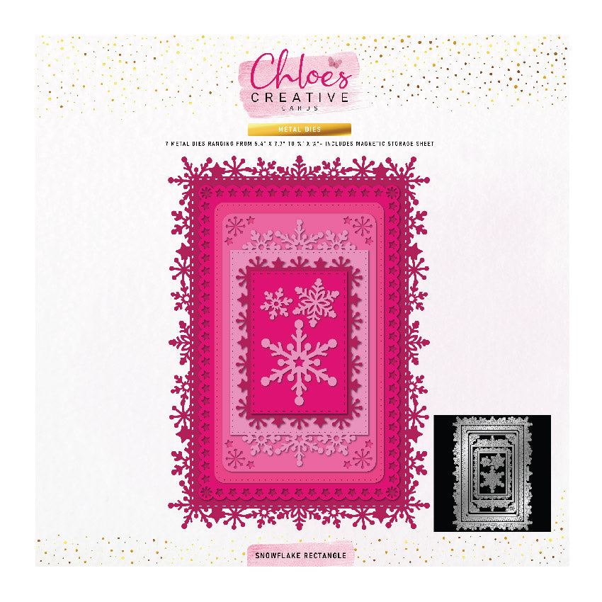 Cartes créatives Chloes - Ensemble de matrices de découpe ovales 8X8 et rectangulaires A5 Snowflake
