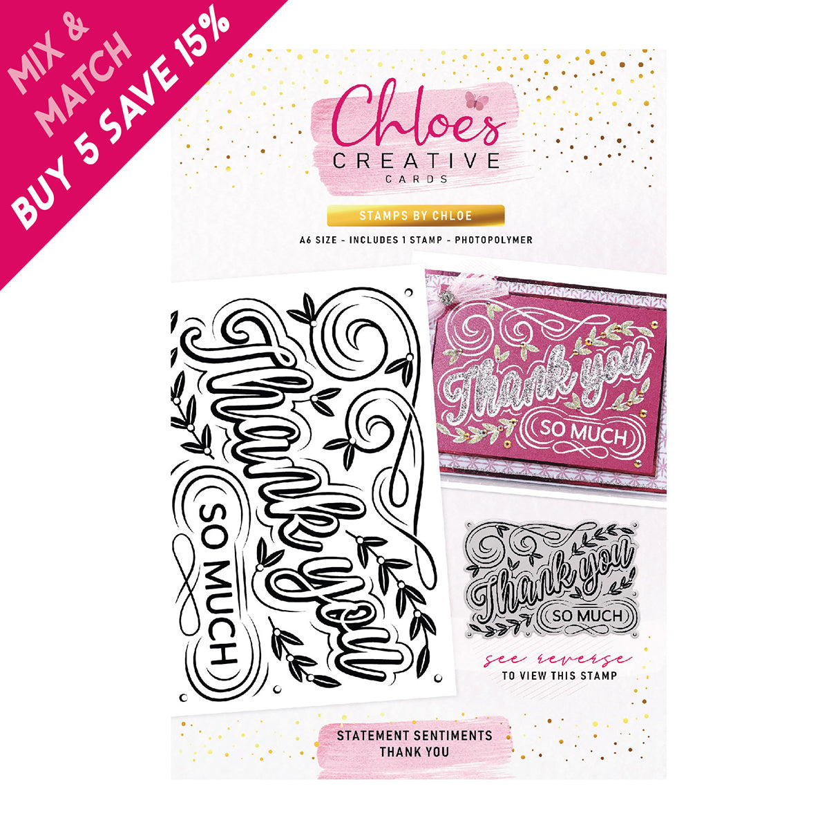 Chloes Creative Cards Photopolymer-Stempelset (A6) – Statement Sentiments Thank You