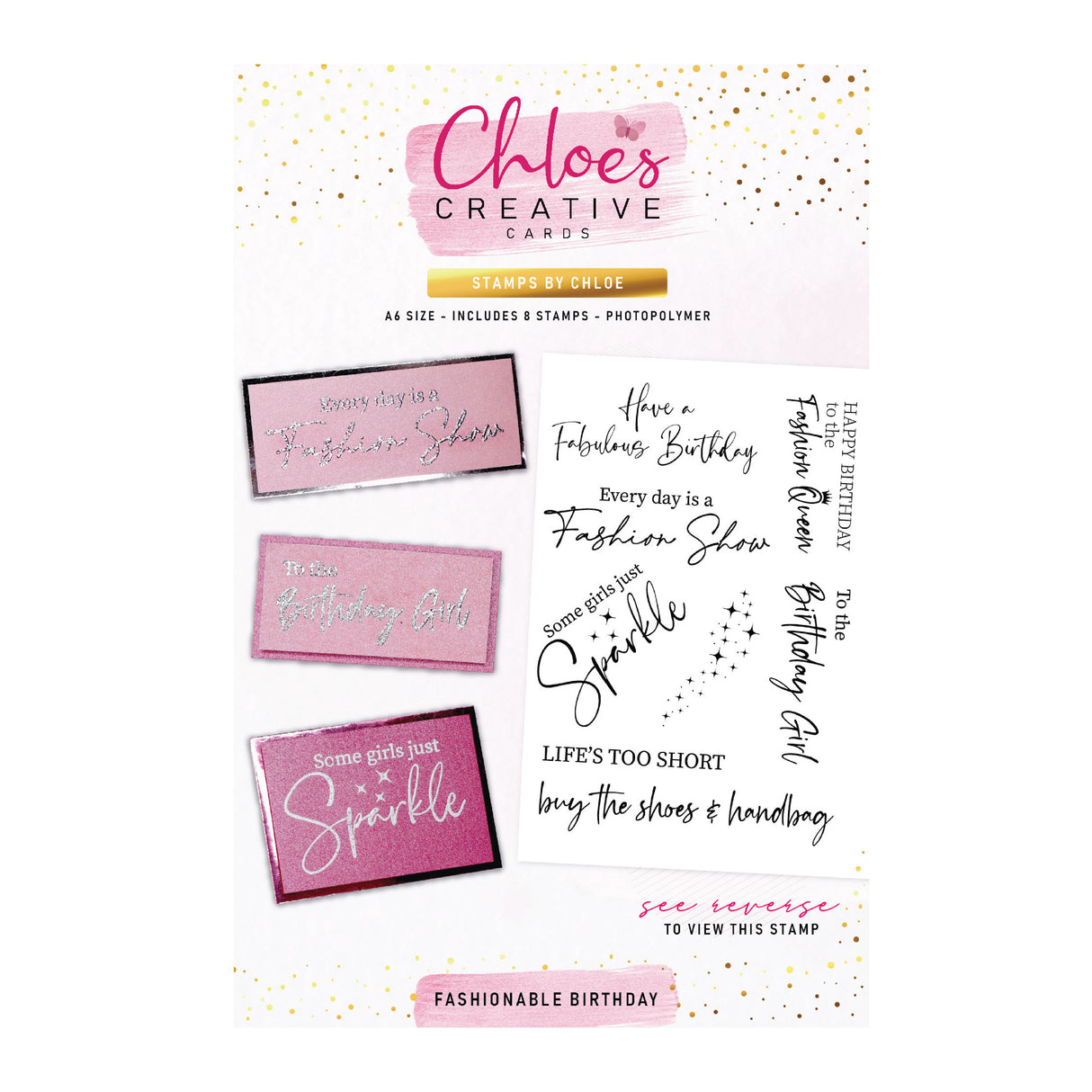 Chloe's Creative Cards Photopolymer Stamp Set (A6) - Fashionable Birthday