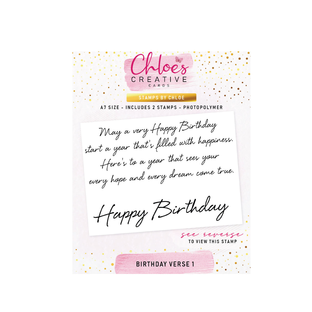 Ensemble de tampons photopolymères Chloe's Creative Cards (A7) - Verset d'anniversaire 1