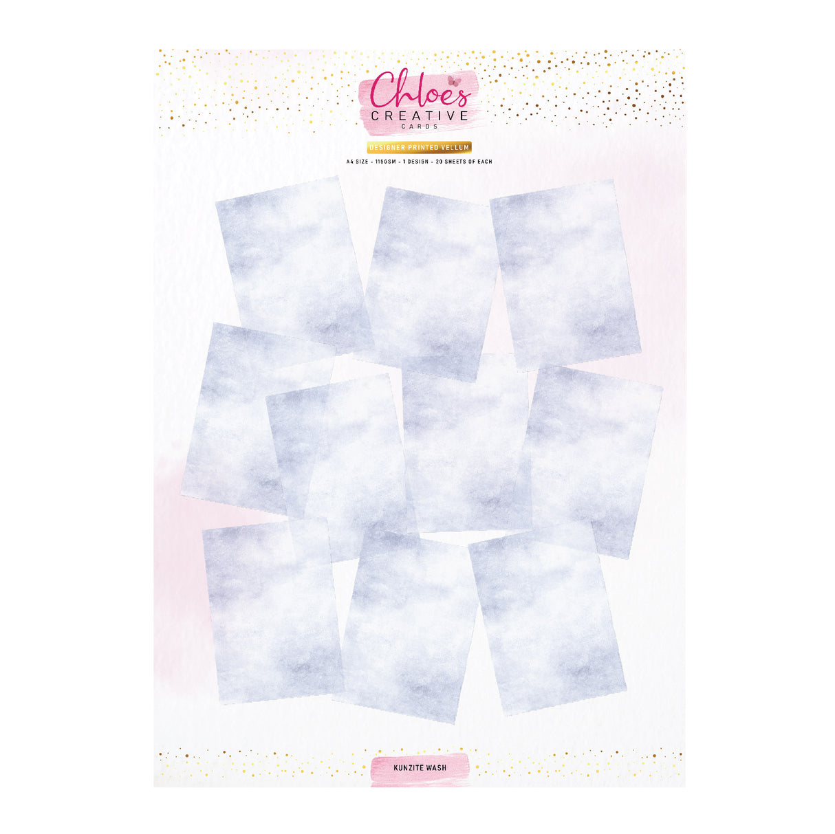 Cartes créatives Chloes en papier vélin imprimé (A4) (20 feuilles) - Kunzite Wash