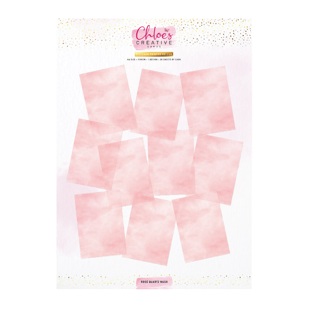 Chloes Creative Cards Designer Vellum imprimé (A4) (20 feuilles) - Délavage Quartz Rose