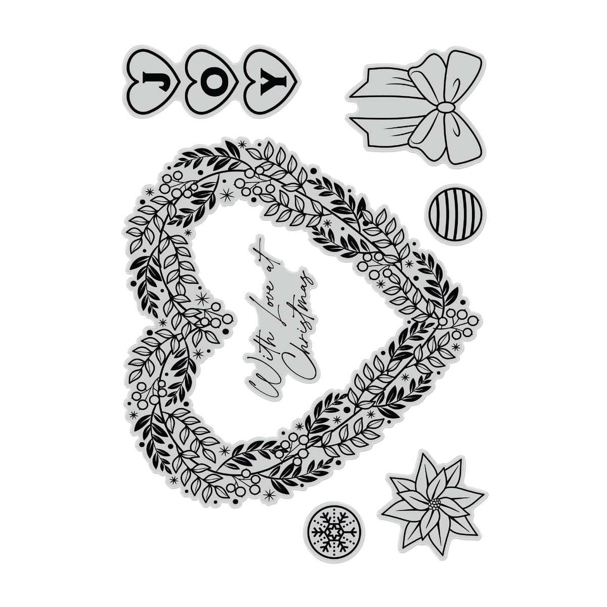 Chloe's Creative Cards Die & Stamp - Christmas Heart Wreath