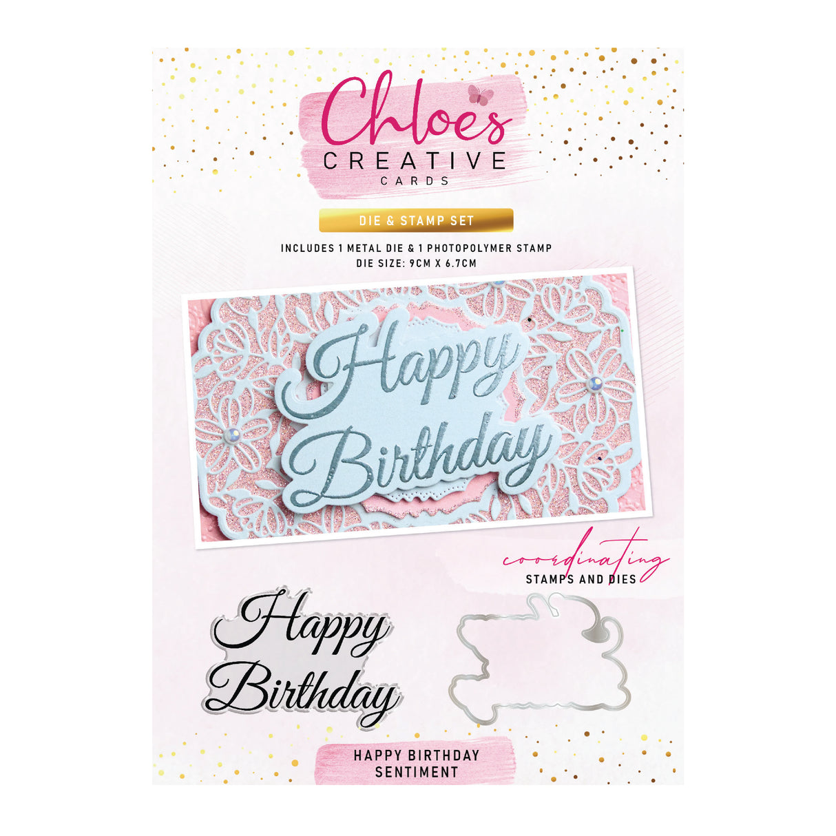 Chloe's Creative Cards Die & Stamp - Sentiment Happy Birthday