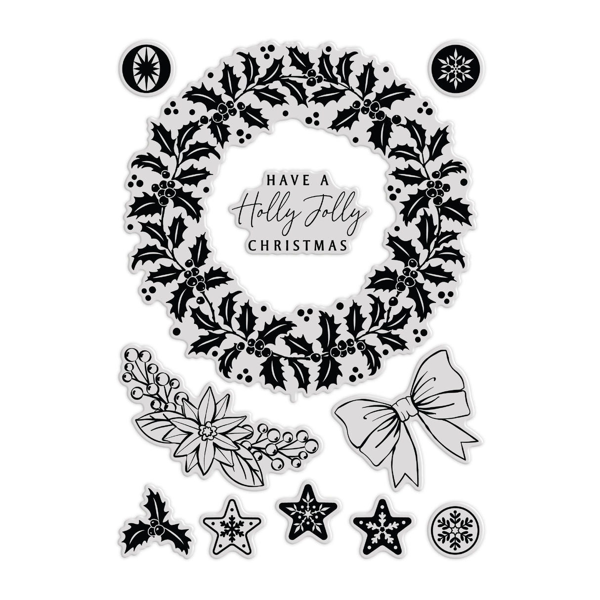 Chloe's Creative Cards Die & Stamp - Starlit Holly Wreath