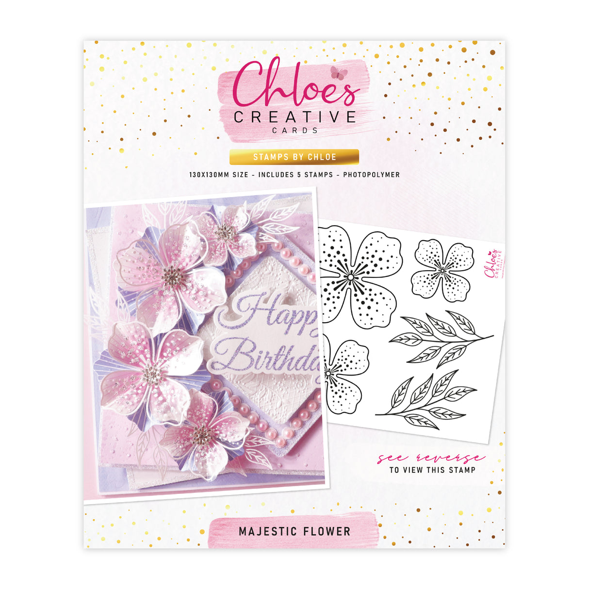 Chloe's Creative Cards Photopolymer Stamp Set (Square) - Majestic Flower