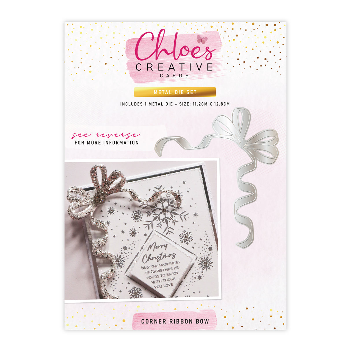 Chloe's Creative Cards Metal Die Set – Corner Ribbon Bow