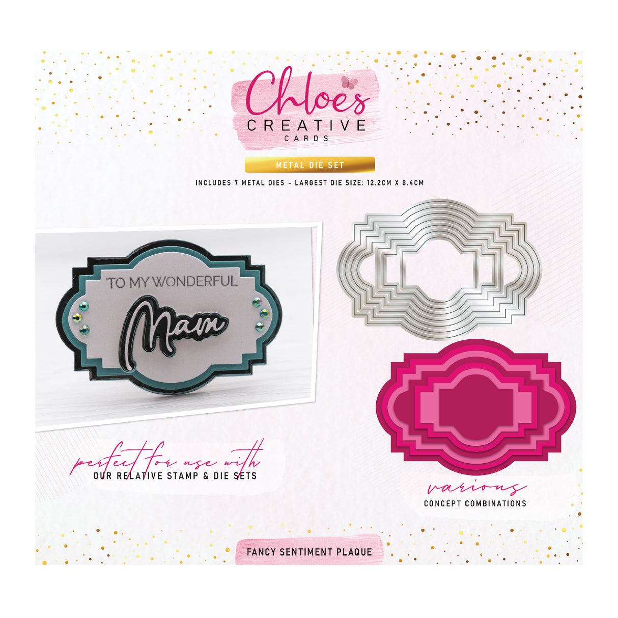 Chloes Creative Cards Metal Die Set - Fancy Sentiment Plaque