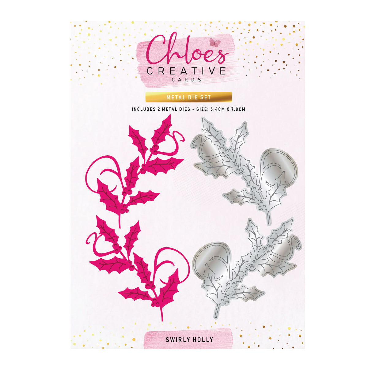 Chloe's Creative Cards Metal Die Set – Swirly Holly