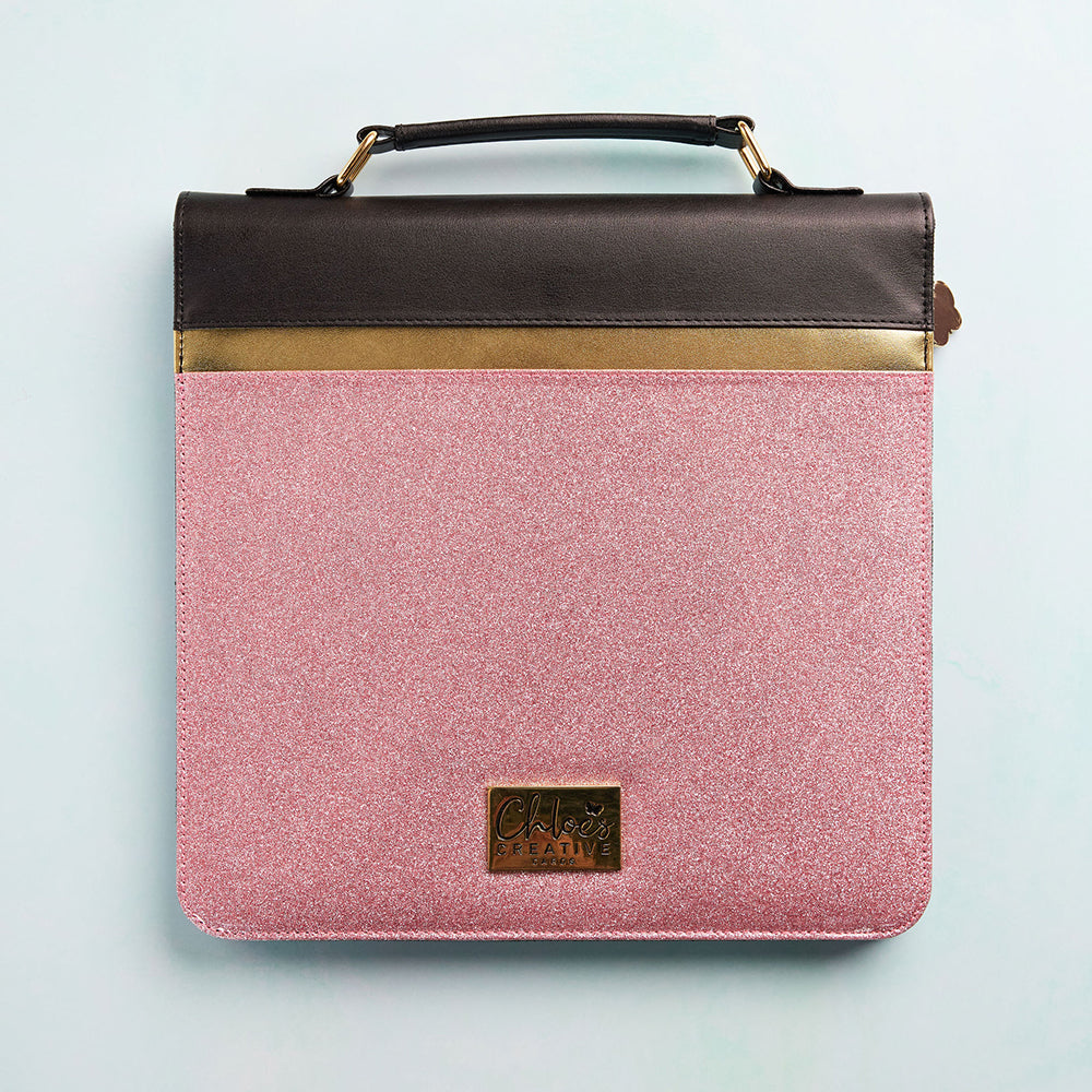 Chloes Creative Cards Pink Glitter Luxury Storage Binder