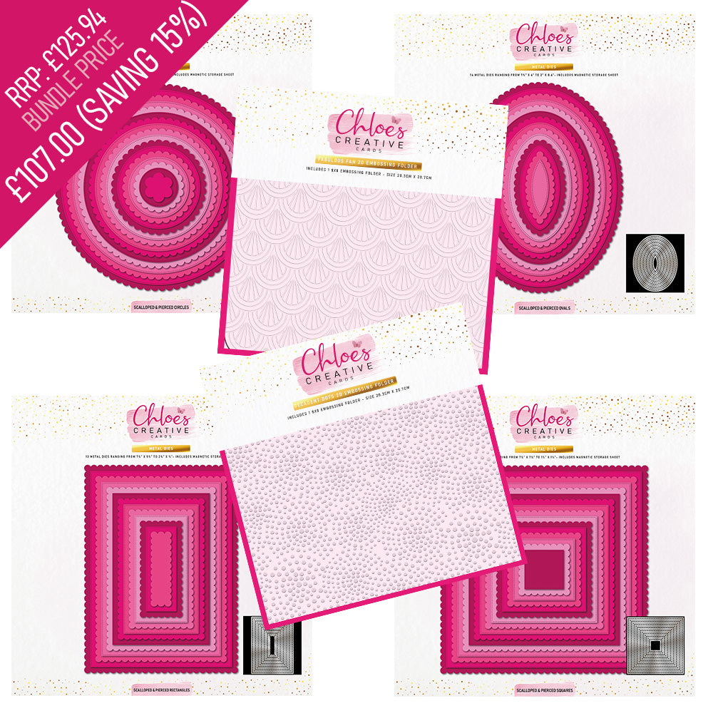 8 Emboss Chloes Creative Cards 8x8 Scalloped and Pierced Dies and 8x8 Embossing