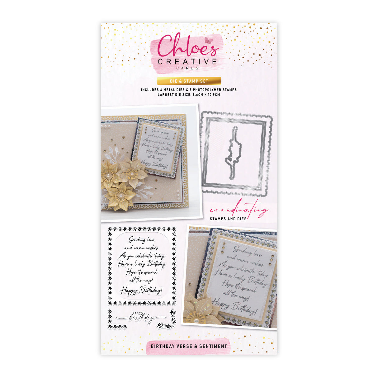 Chloes Creative Cards Stanz- und Stempelset – Geburtstagsvers und -gefühl