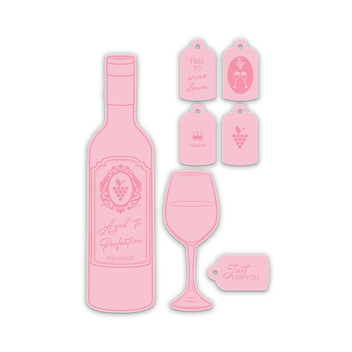 Chloe's Creative Cards Die & Stamp - Wine Bottle & Glass