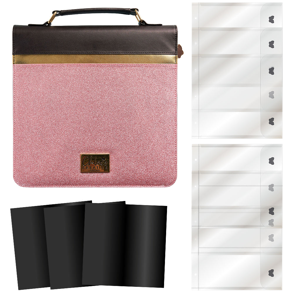 Chloes Creative Cards Pink Glitter Luxury Storage Binder Bundle
