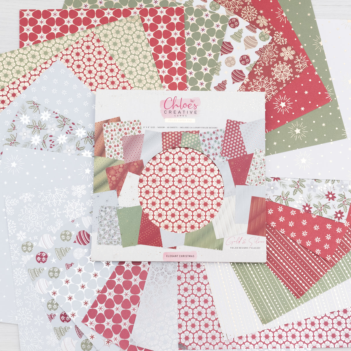 Bloc de papier métallisé Chloes Creative Cards (8 x 8) - Noël élégant