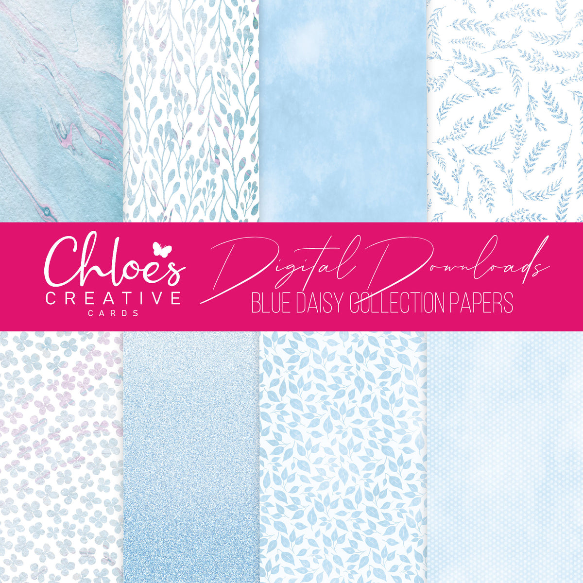 Digital Download - Blue Daisy Collection Papers – Chloes Creative Cards
