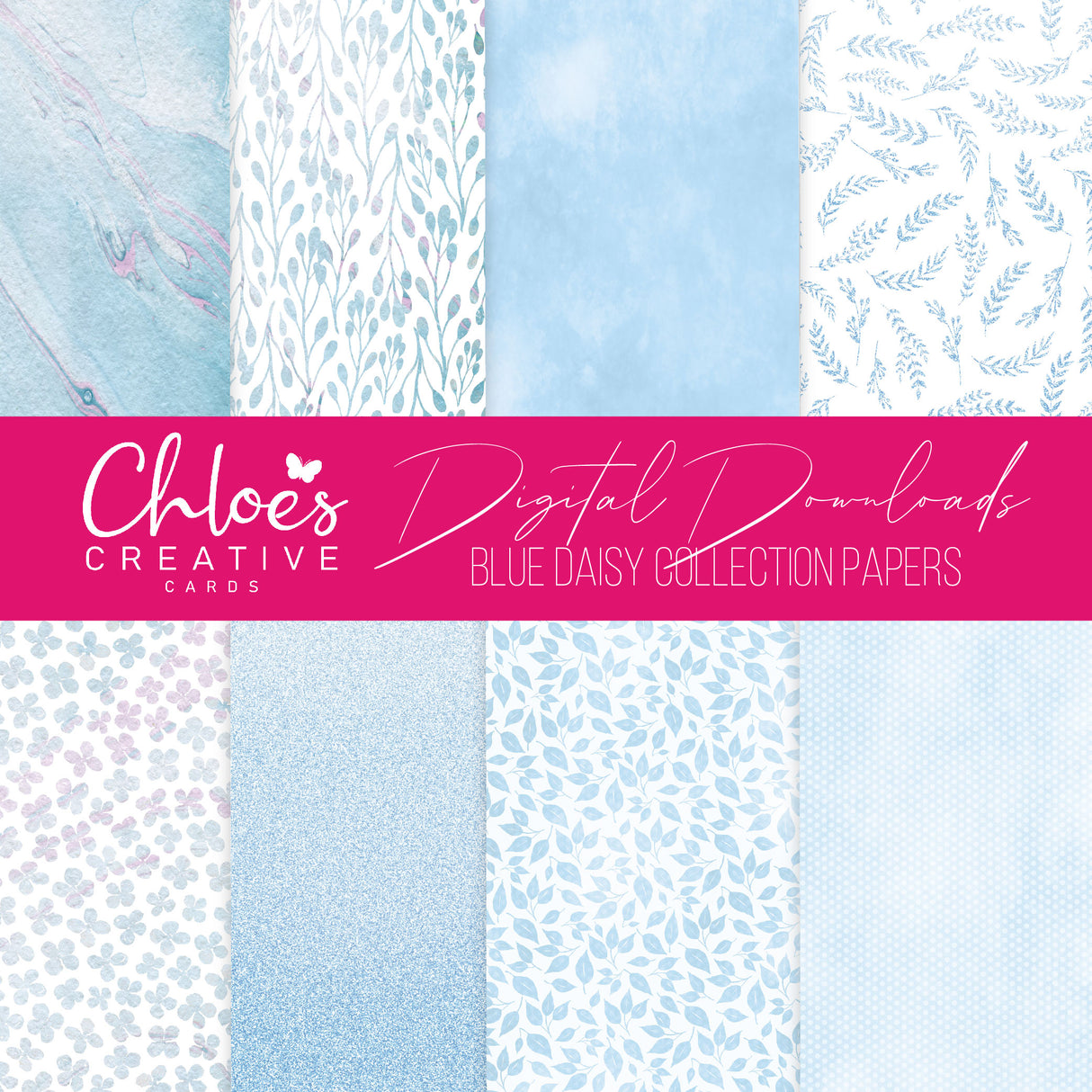 Téléchargement numérique - Papiers de la collection Blue Daisy