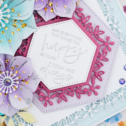 Chloes Creative Cards Metal Die Set - Leafy Lace Hexagon