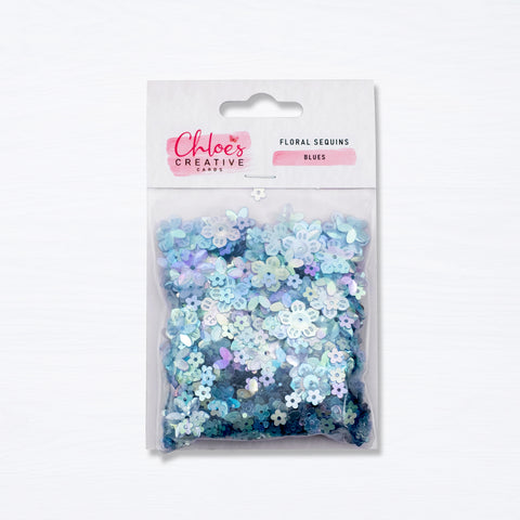 Chloes Creative Cards Floral Sequins - Blues